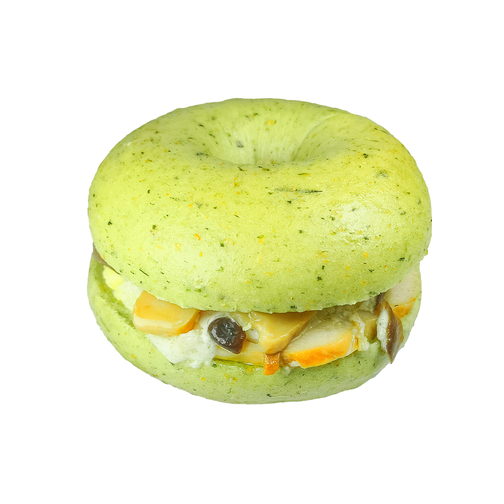 Bagel Cendawan Ayam Bayam Bagel Cendawan Ayam Bayam